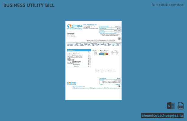 Vorschau einer Beispielrechnung für Geschäftskunden von Simpa Energy India Pvt. Ltd., Indien